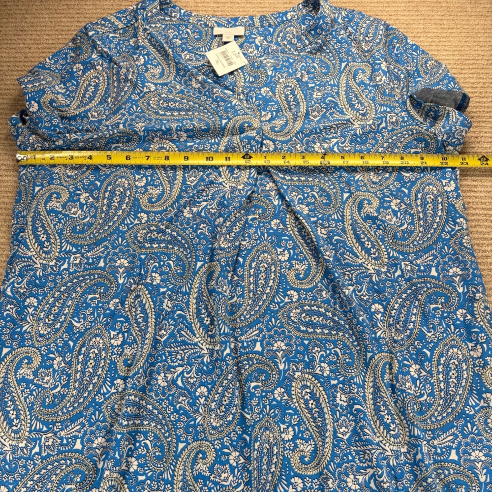 J. Jill Shift Dress Womens XL Blue Paisley Boho Mod Coastal Cotton Blend - Picture 7 of 13